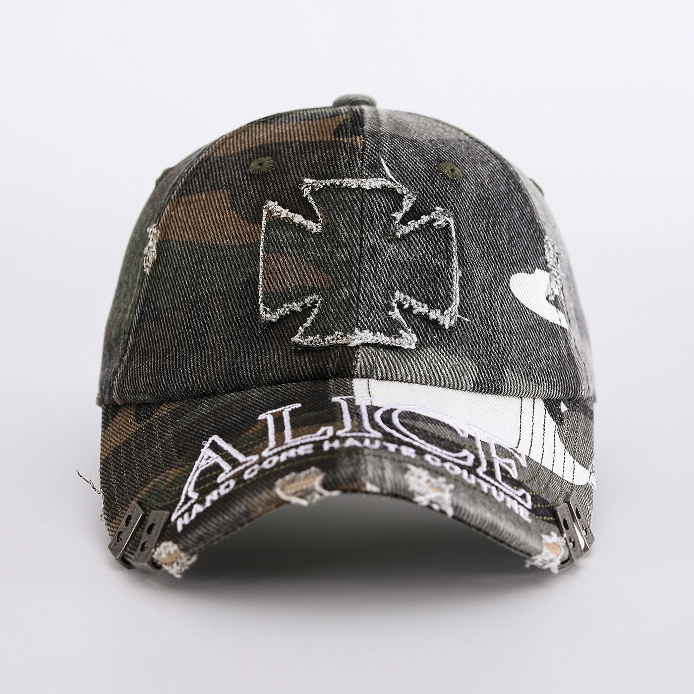 Multi-color Camouflage Embroidered Letters Beveled And Patched Distressed Washed Vintage Trend Baseball Cap Suitable For Street Shopping And Dates