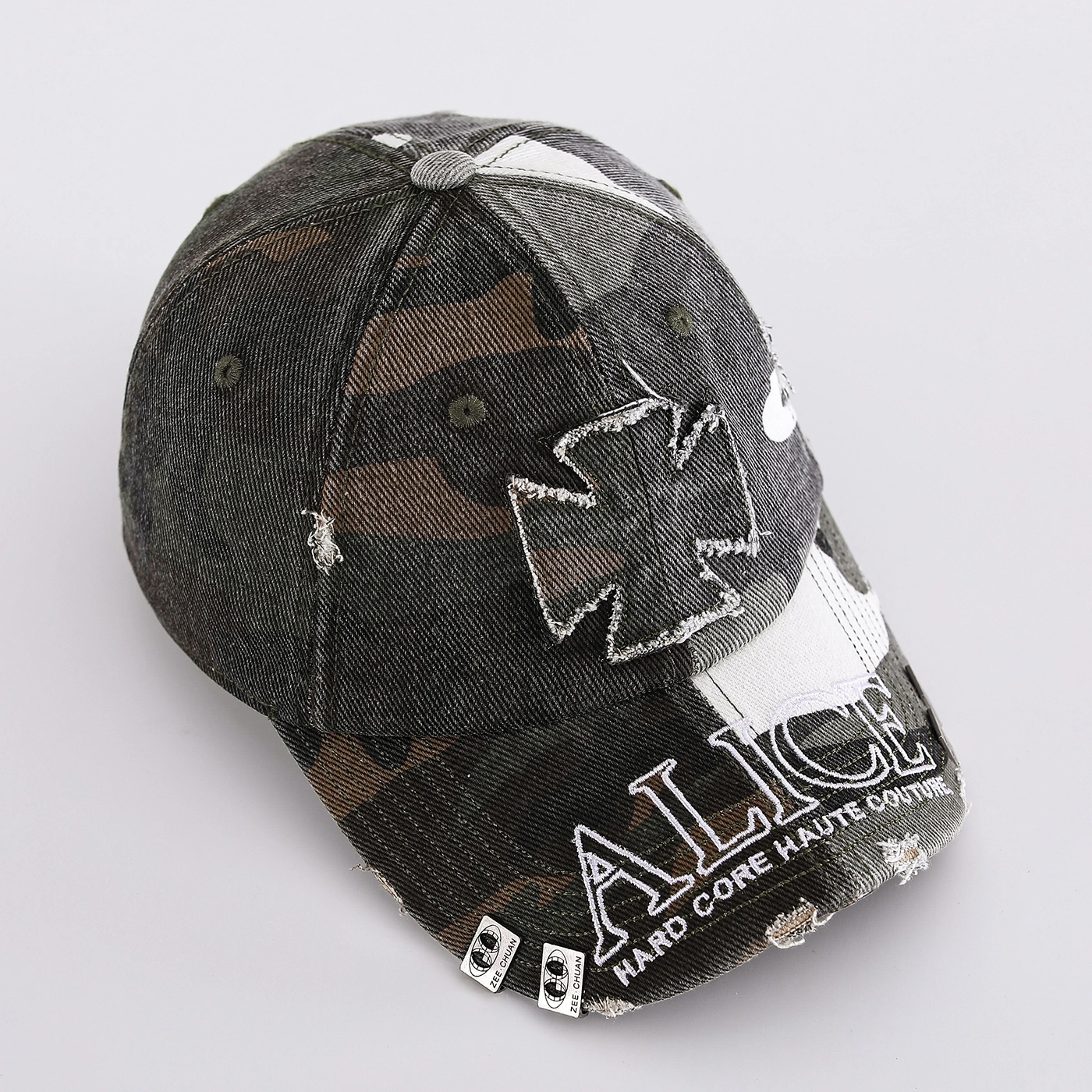 Multi-color Camouflage Embroidered Letters Beveled And Patched Distressed Washed Vintage Trend Baseball Cap Suitable For Street Shopping And Dates