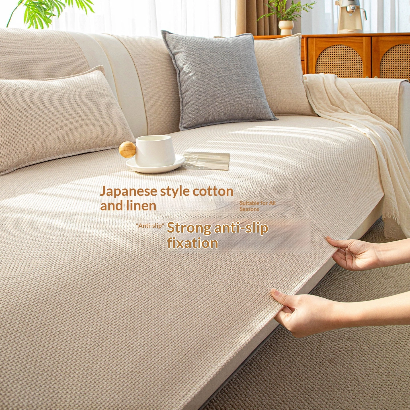 Japanese-style Faux Cotton-linen Sofa Cushion