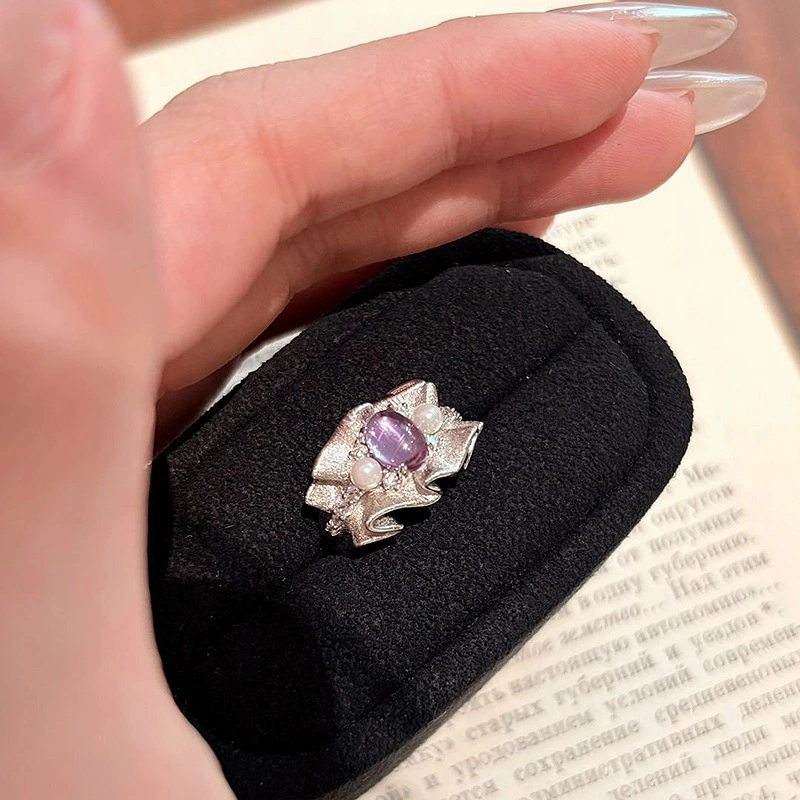 Monets Garden Runaway Princess Pearl Purple Dress Ring