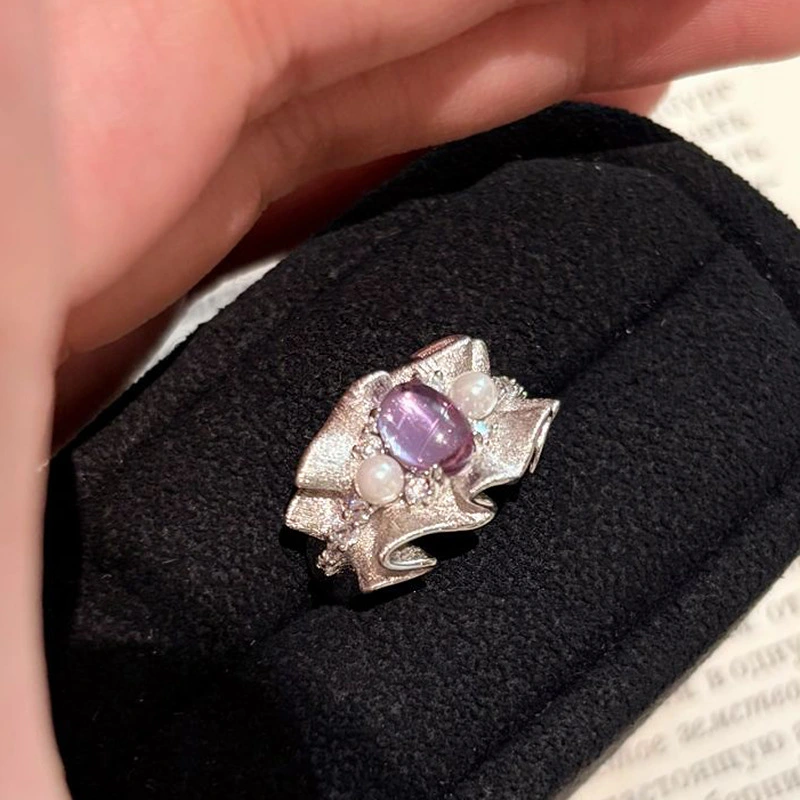 Monets Garden Runaway Princess Pearl Purple Dress Ring