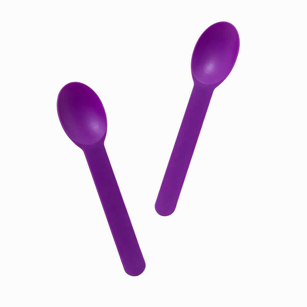 25-Count Heavy Duty Plastic Ice Cream Spoons Purple Color | Dishwasher Safe & Reusable for Ice Cream, Yogurt | Frozen Dessert Supplies