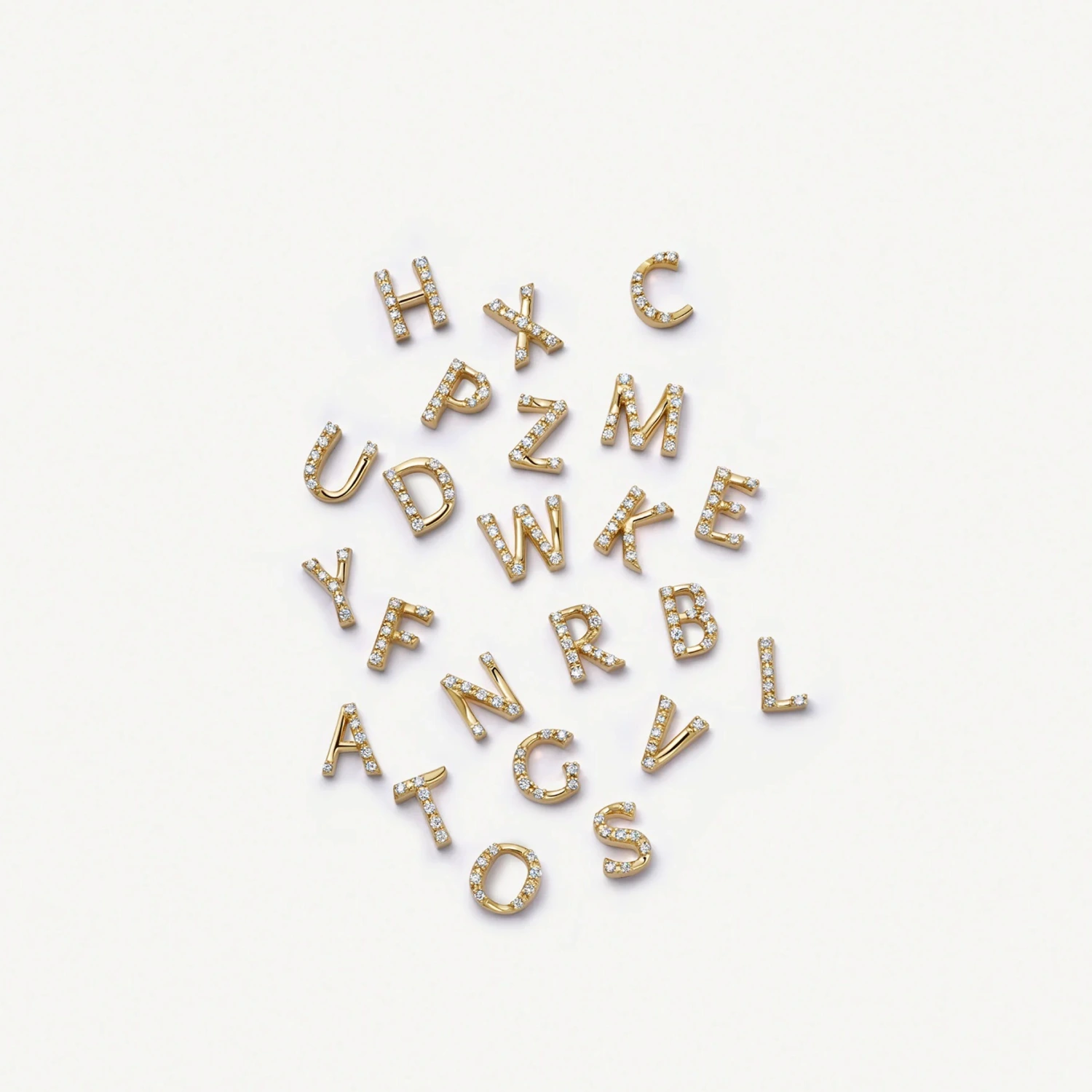 Pendant With Letter And Flower Design Multi-colored Zircon Accent , Copper Material