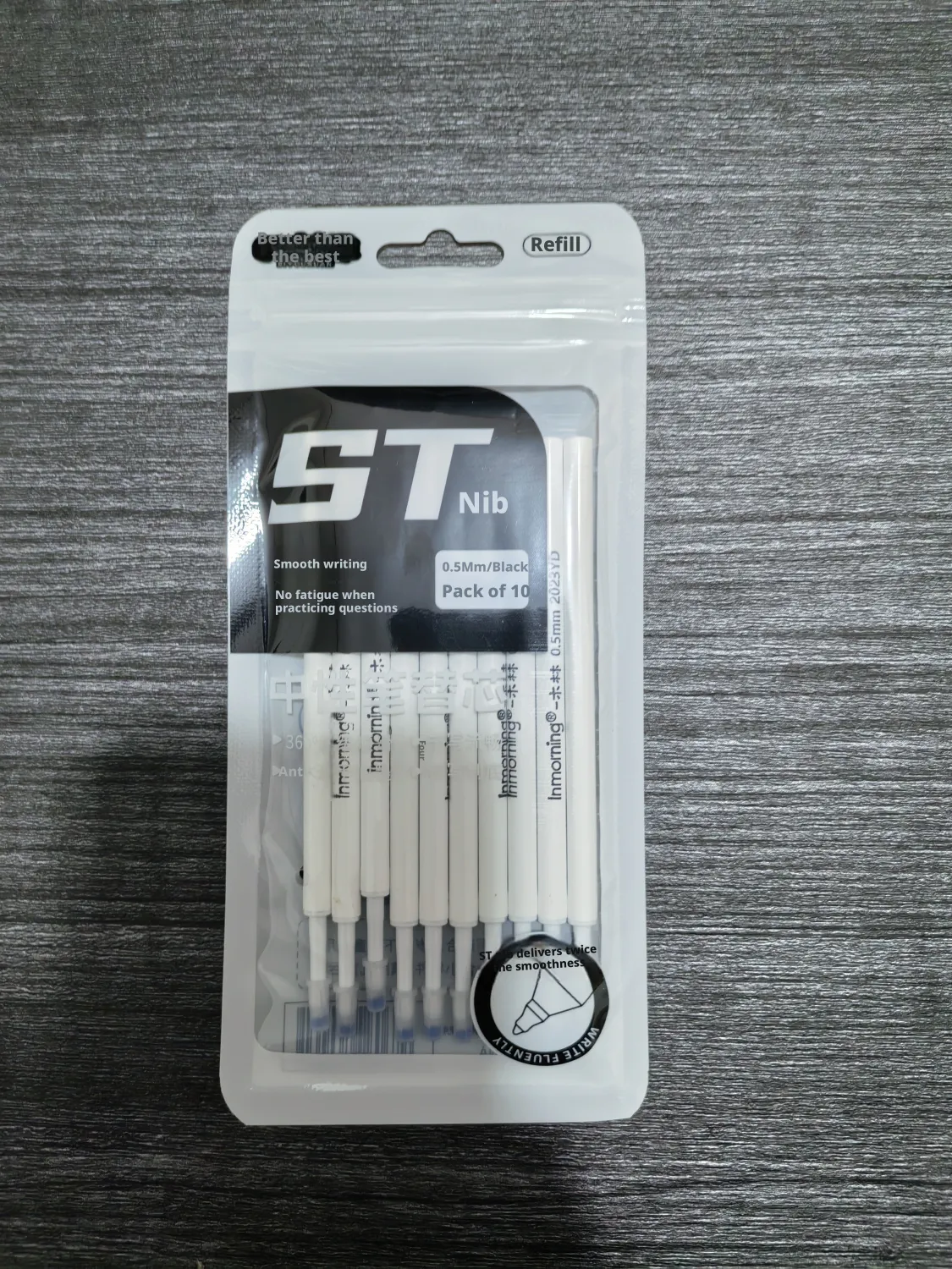 Neutral pen core replacement-ST tip-black-0.5mm-10 pieces