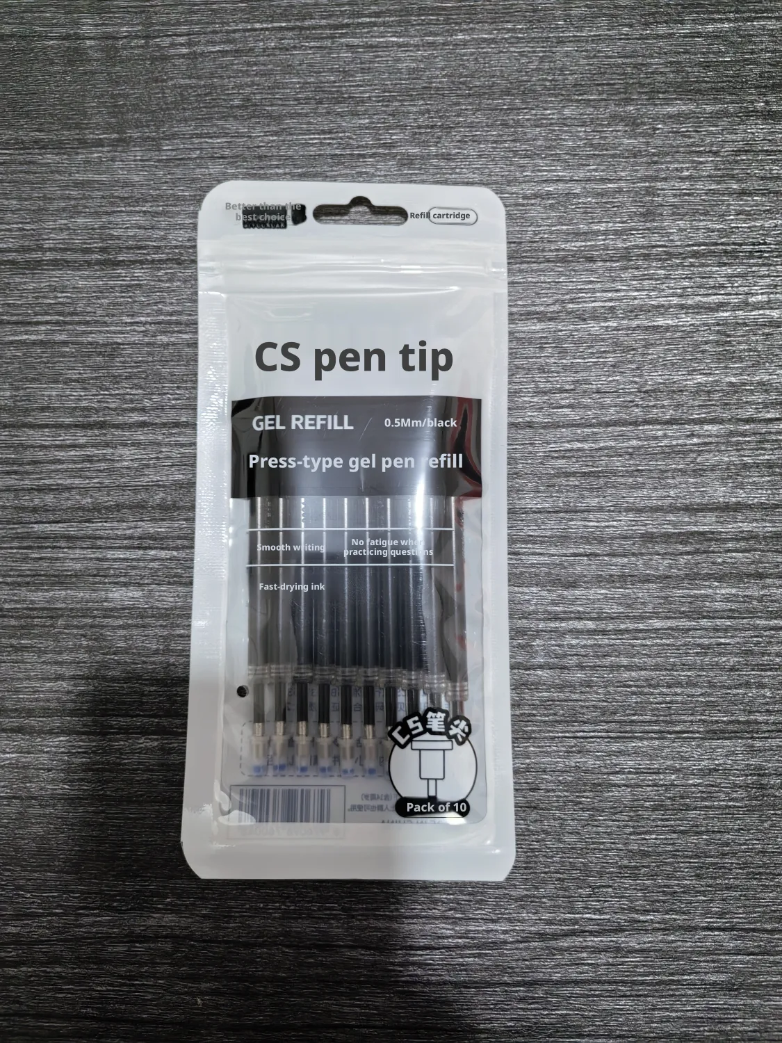 Neutral pen core replacement-ST tip-black-0.5mm-10 pieces