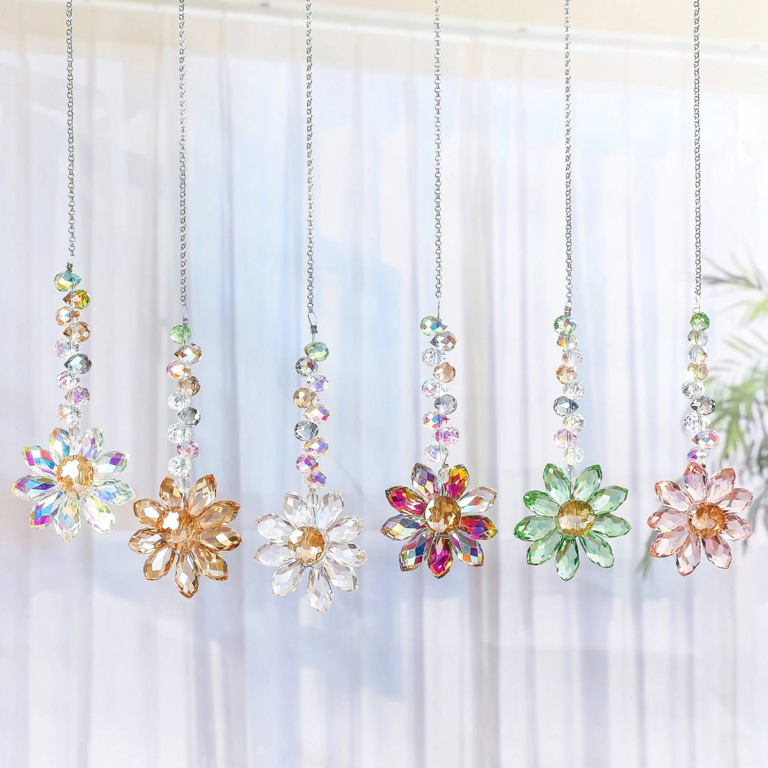 Hand-wound Multi-colored Small Flower Crystal Pendant