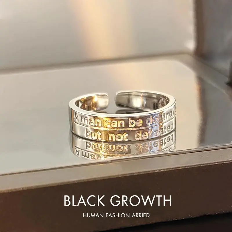 Vintage Distressed Ring For Men, Adjustable Open Band, Hip Hop Niche Design Cross Trendy Brand, Cool Style Index Finger Ring