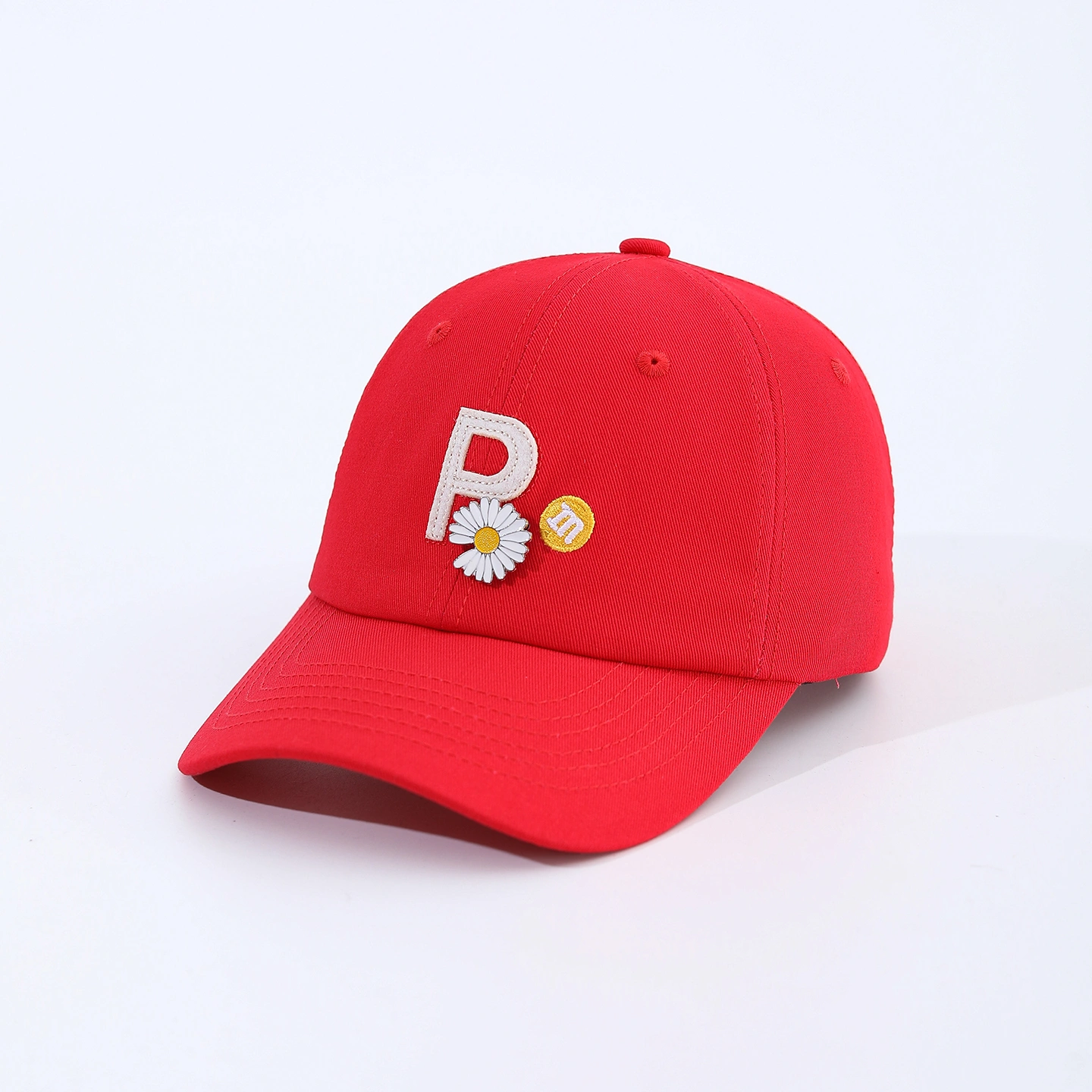 Solid-color Embroidered Letter 'P' Daisy Logo Trendy Hip-hop Style Baseball Cap For Daily Casual Wear, Shopping, And Dating