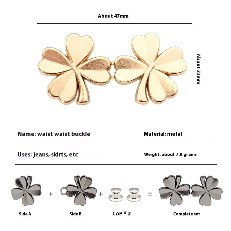 Four-Leaf Clover Belt Buckle Detachable Nail-free Jeans Waist Adjustment Small Waist Slimming Artifact