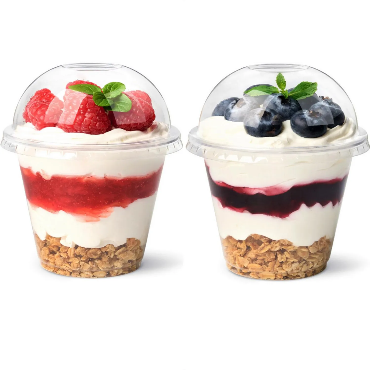 [50 Sets, 9 oz Clear Plastic Dessert Cups with Dome Lids No Hole, Disposable Fruit Cups with Lid for Yogurt, Parfait, Pudding, Cake, Ice Cream, Snacks, Party Supplies