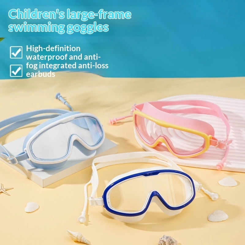 Childrens Large-frame Waterproof And Anti-fog High-definition Swimming Goggles