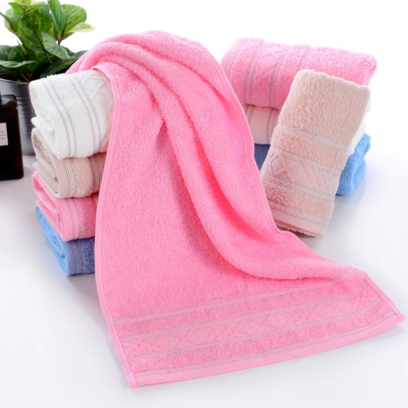 Pure Cotton Towel Soft And Highly Absorbent Solid Color All-cotton With Embroidery
