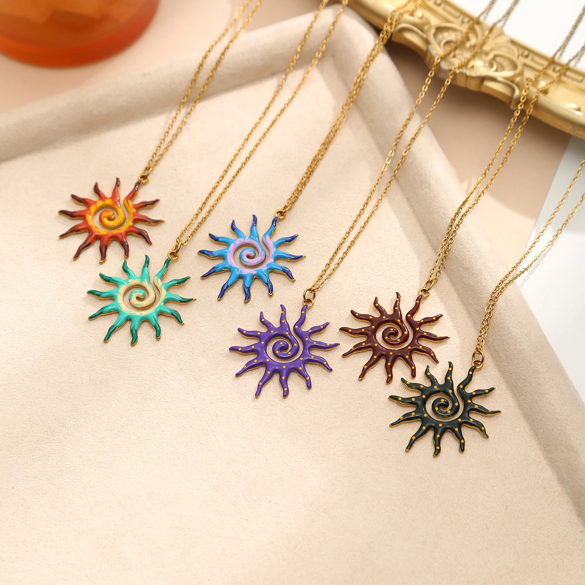 Stainless Steel Sun Pendant Necklace