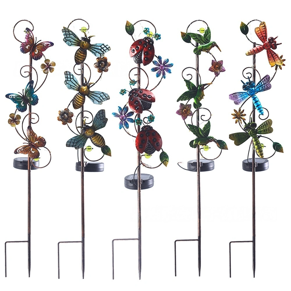 Outdoor Garden Courtyard Crafts Ornaments Ironwork Solar-Powered Animal-Shaped Lawn Decorations