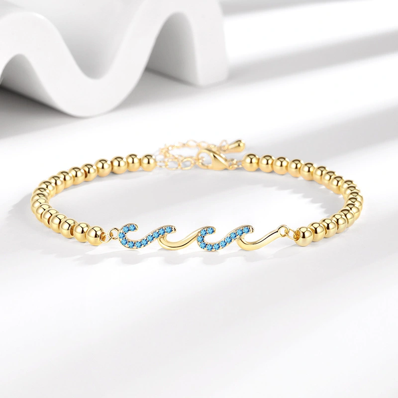 Diamond-studded Wave Bracelet For Women