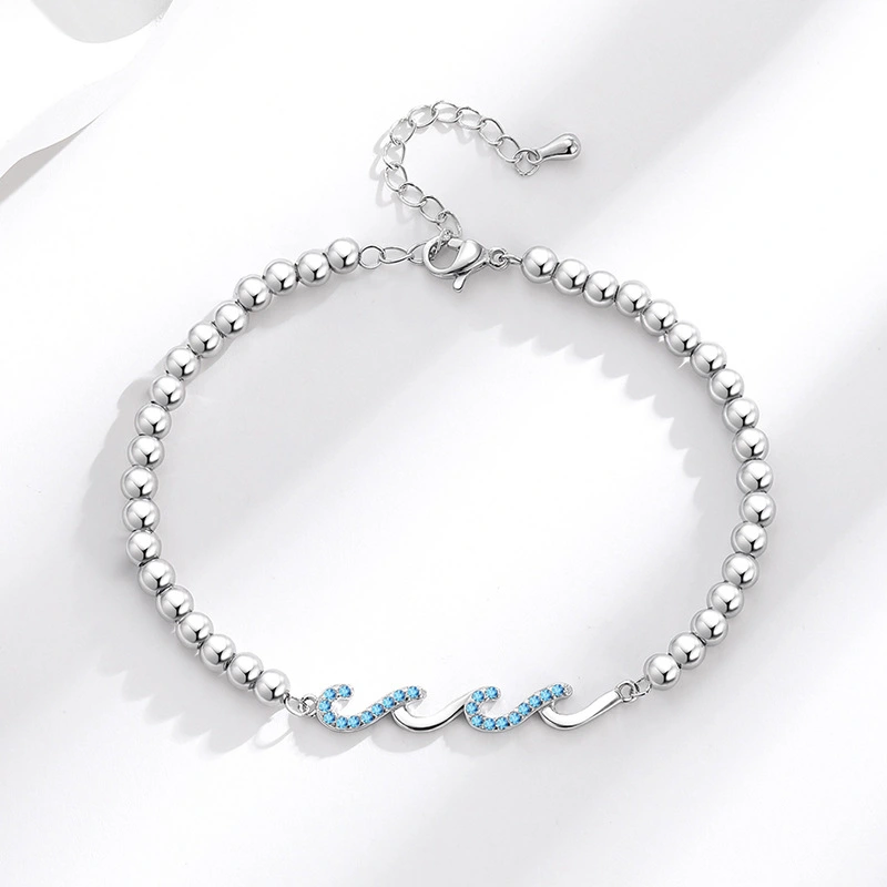 Diamond-studded Wave Bracelet For Women