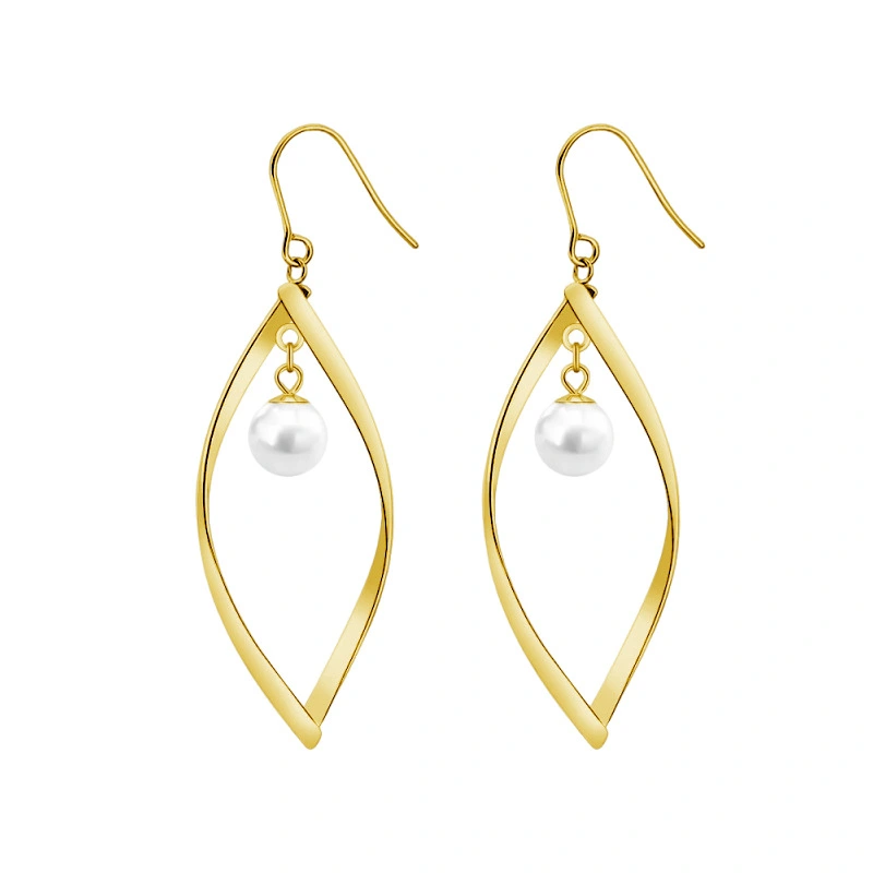 Leaf-shaped Pearl Earrings Women's Elegant Style