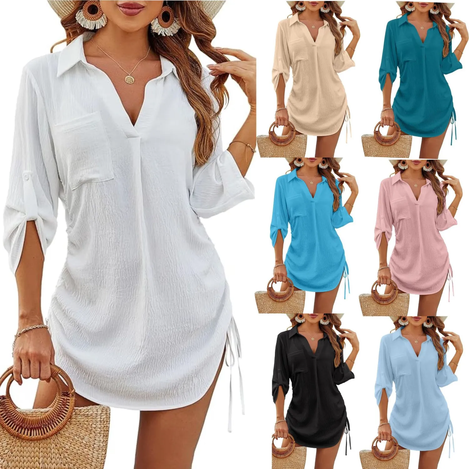 Loose-Fitting Slimming Drawstring Shirt For Women