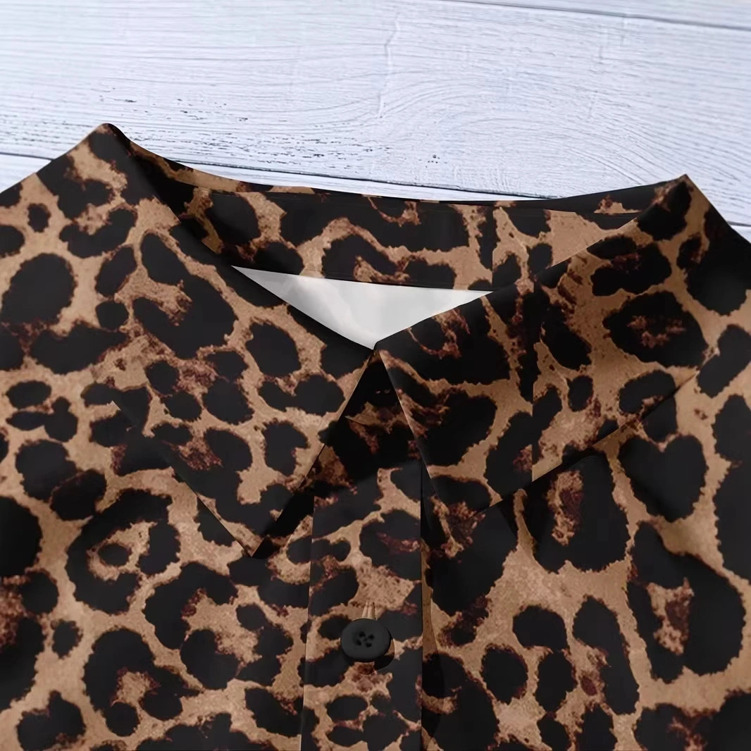 Elegant Leopard-Print Blouse For Women