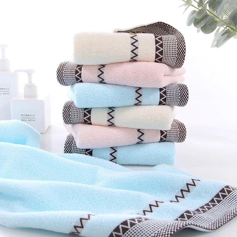 Home Daily Use Solid-Colored Satin-Trimmed Pure Cotton Towel