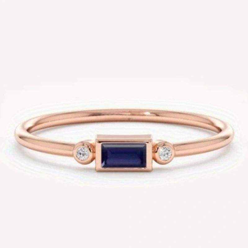 Retro Square Color Gemstone Zircon Ring For Women, Instagrammable, European And American Style