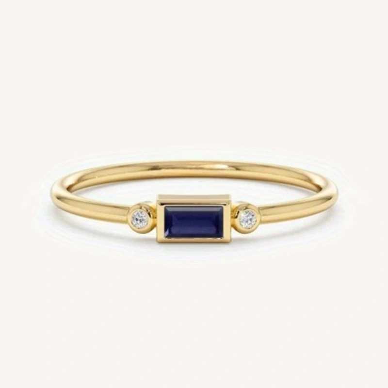 Retro Square Color Gemstone Zircon Ring For Women, Instagrammable, European And American Style