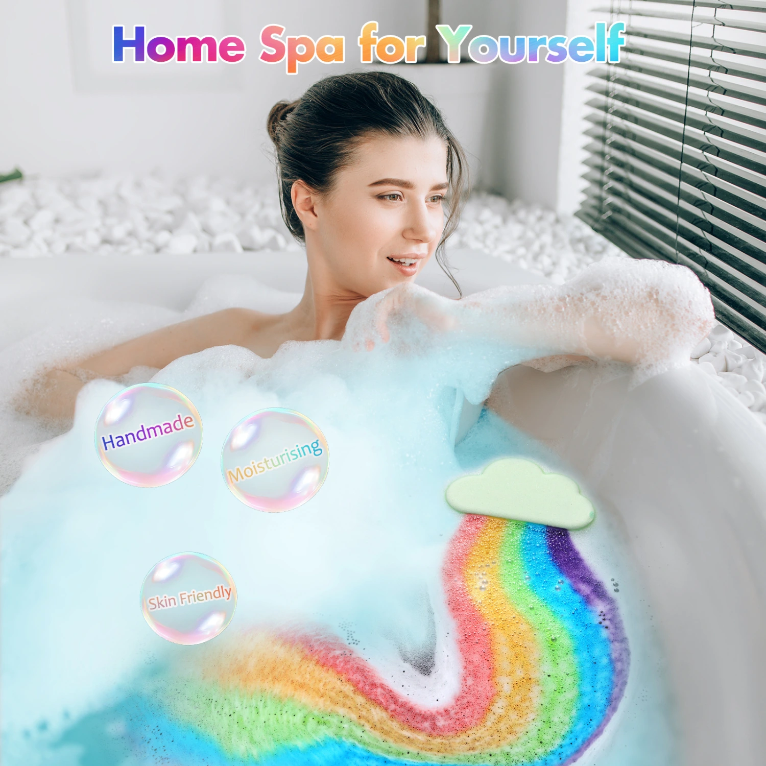 Rainbow Cloud Bath Salt Balls  4-Pack  For Body Cleansing