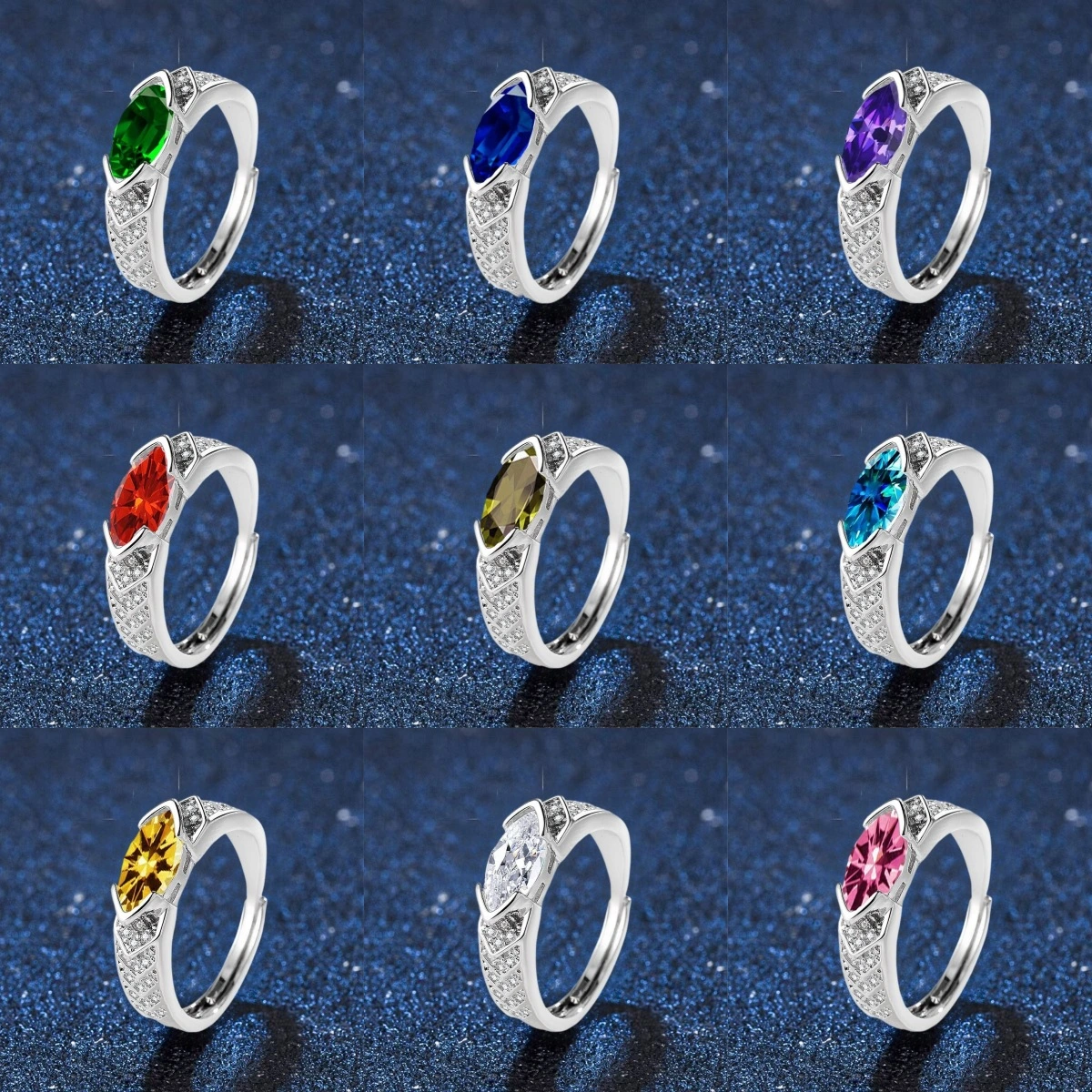 Light Luxury Style Fashionable Elegant Color Zircon Ring For Women