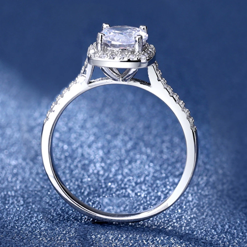 Gold-plated Ring With Four Prongs Setting A Round Zircon Womens Ring