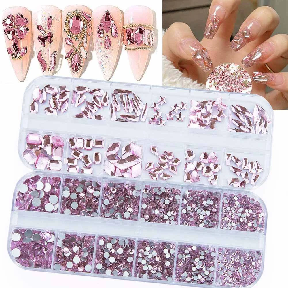 12-grid Water Drop Heart AB Crystal Nail Art Decorations