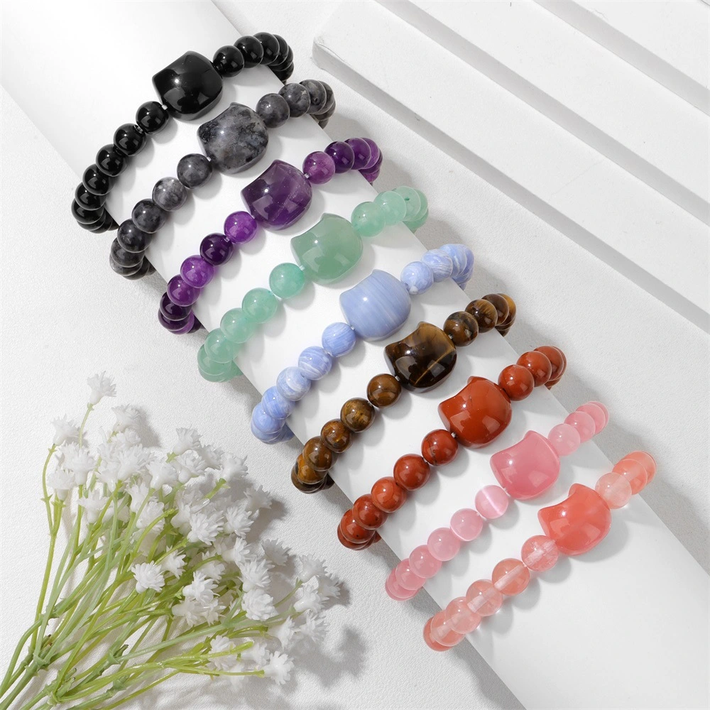 8mm Beaded Minimalist Cat Head Bracelet
