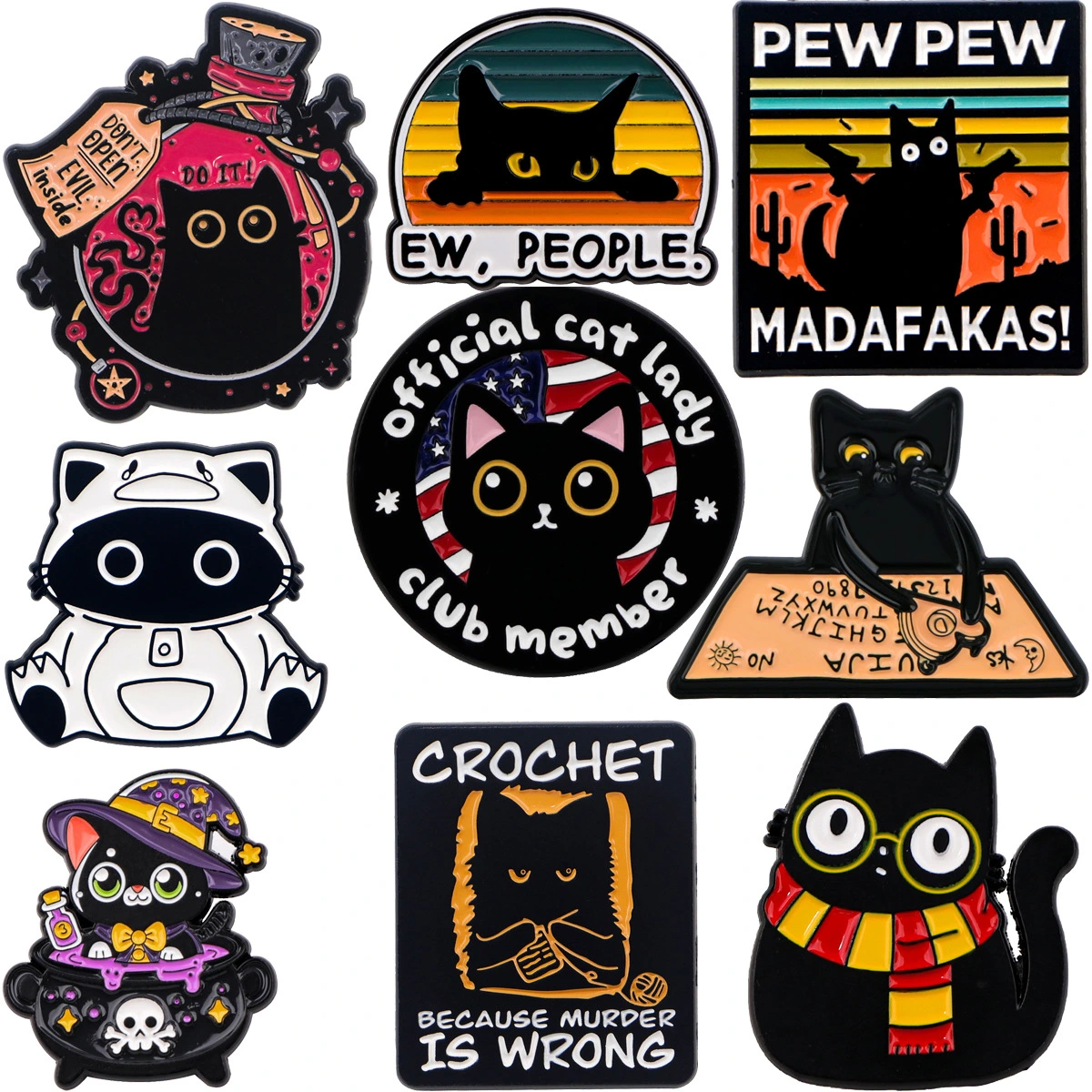 Creative Cartoon Cute Black Cat Alloy Brooch