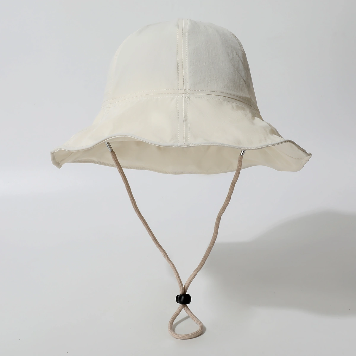 Women's Solid-color Adjustable Sun Hat With String And Ruffled Edge. Stylish And Casual. Perfect For Outdoor Outings, Vacations, Trips And Photo Shoots.