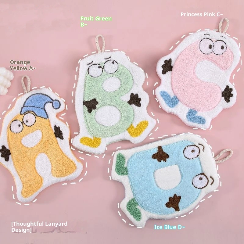 Coral Fleece Cute Cartoon Hanging Hand Towel
