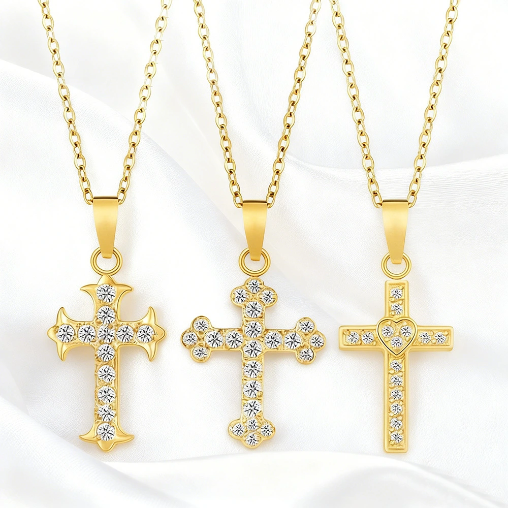 Stainless Steel Light Luxury Small Pendant Necklace With Micro-Set Zirconia Stones For Women