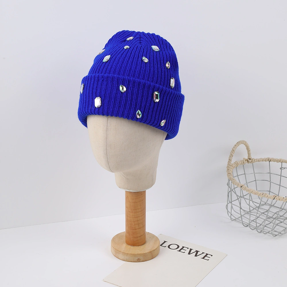 Multi-purpose Rhinestone-decorated Knit Hat