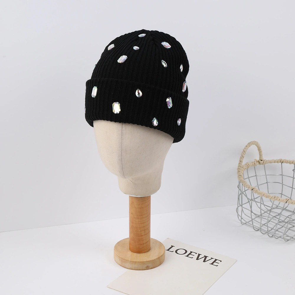 Multi-purpose Rhinestone-decorated Knit Hat