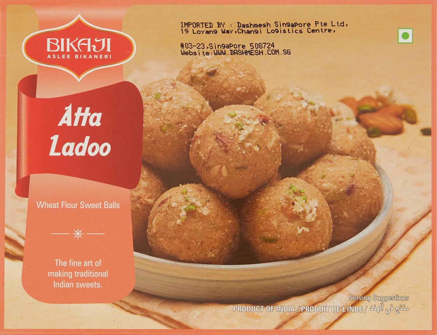 Bikaji Navratan Atta Ladoo 500g| Traditional Indian Sweets Made with Whole Wheat Flour & Ghee | Ideal for Gifting & Festive Celebrations | Vegetarian