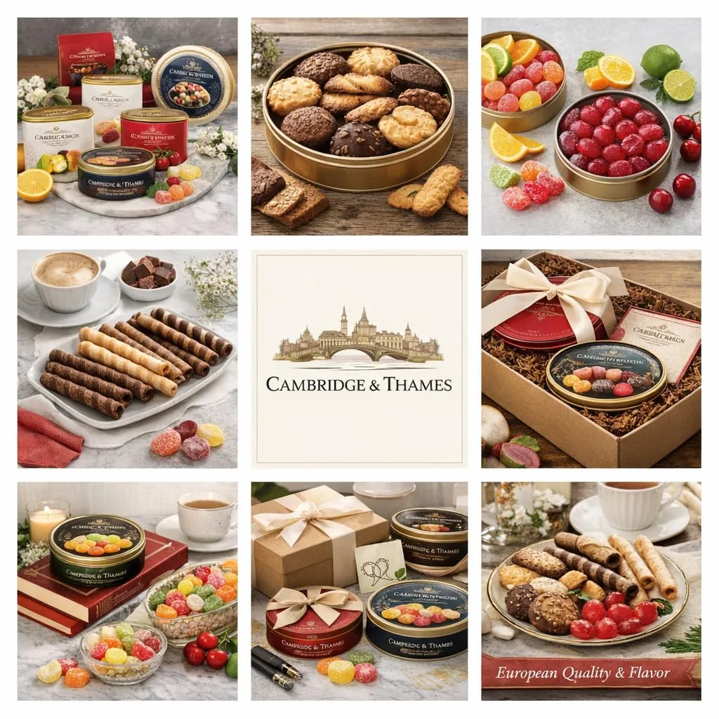 Cambridge & Thames Citrus Fruit Candy Tin – Premium Imported Hard Candies, Elegant Reusable Gift Tin, Gourmet Lemon Orange Citrus Flavors, 7 oz