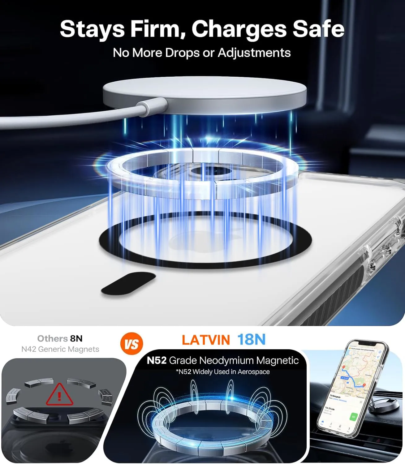 LATVIN for iPhone 12 Case Clear, iPhone 12 Pro Case, Magnetic Phone Cover, Compatible with MagSafe, Military Grade Protection, Biult-in Shockproof Bumper, Transparent Anti-Yellowing, Black