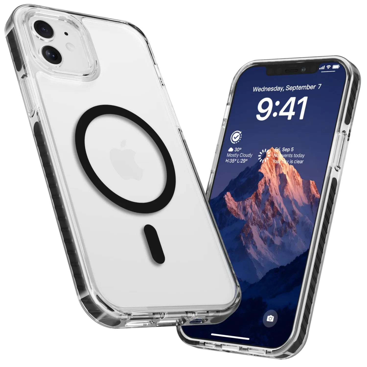 LATVIN for iPhone 12 Case Clear, iPhone 12 Pro Case, Magnetic Phone Cover, Compatible with MagSafe, Military Grade Protection, Biult-in Shockproof Bumper, Transparent Anti-Yellowing, Black