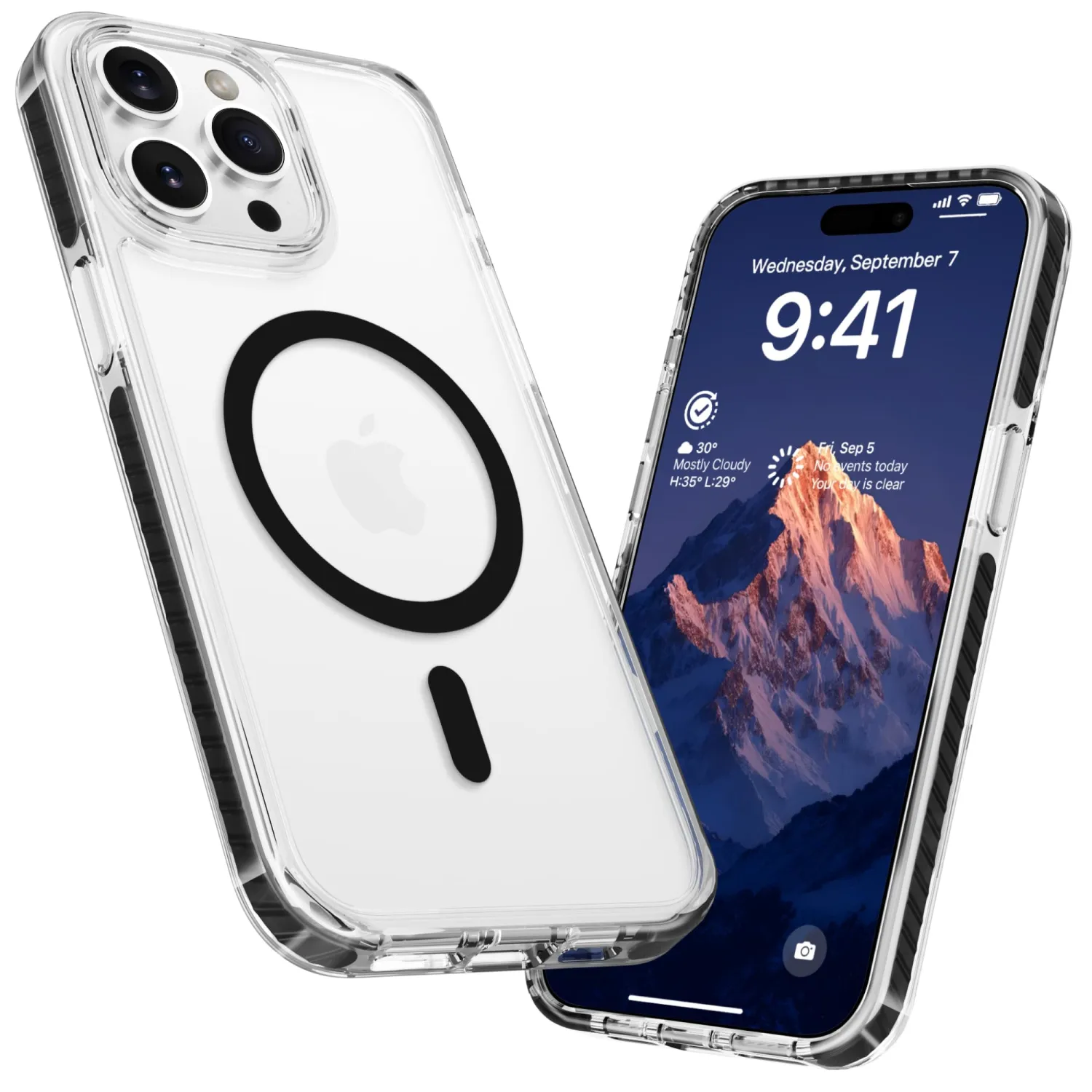 LATVIN for iPhone 15 Pro Case Clear, Magnetic Phone Cover, Compatible with MagSafe, Military Grade Protection, Biult-in Shockproof Bumper, Transparent Anti-Yellowing, Black