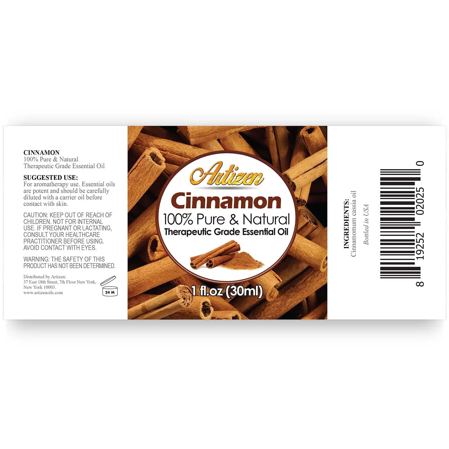Artizen Cinnamon Essential Oil - 30ml (1 Fluid Ounce) - Aromatherapy & Candle Fragrance Oil