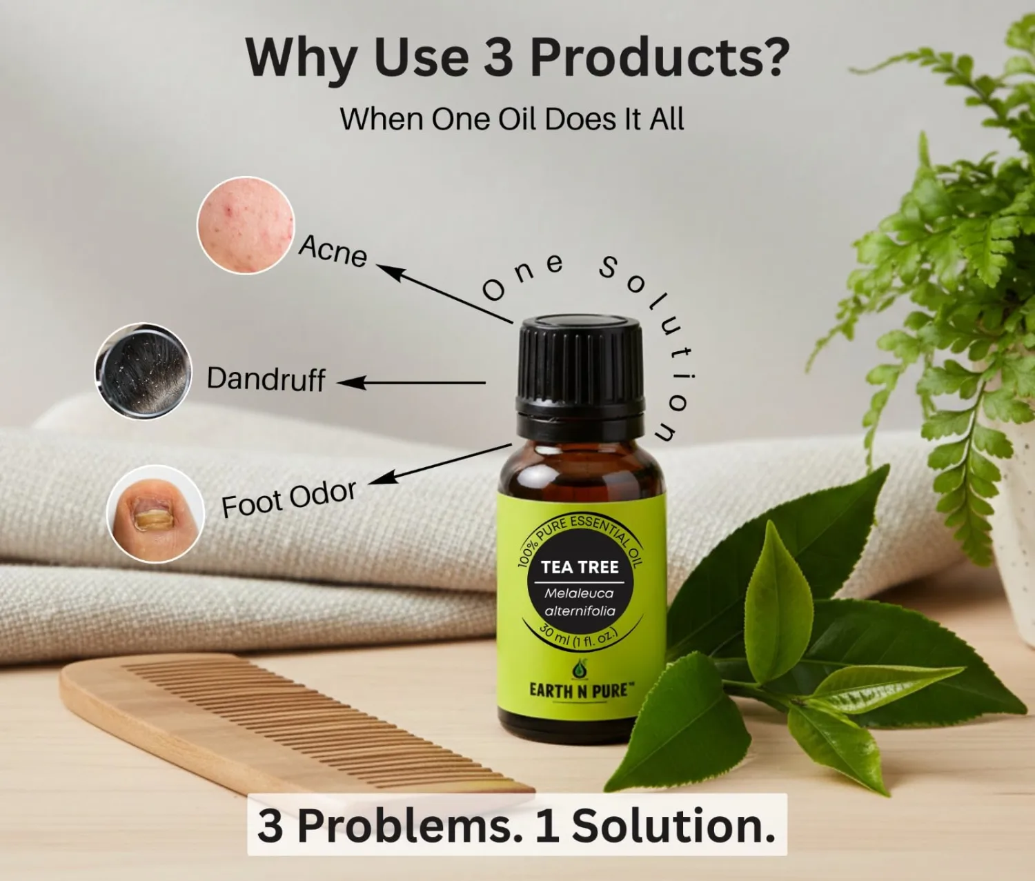 Earth N Pure Tea Tree Essential Oil Steam Distilled, Natural and Therapeutic Grade for Scalp & Skin Care with Glass Dropper | 100 ML