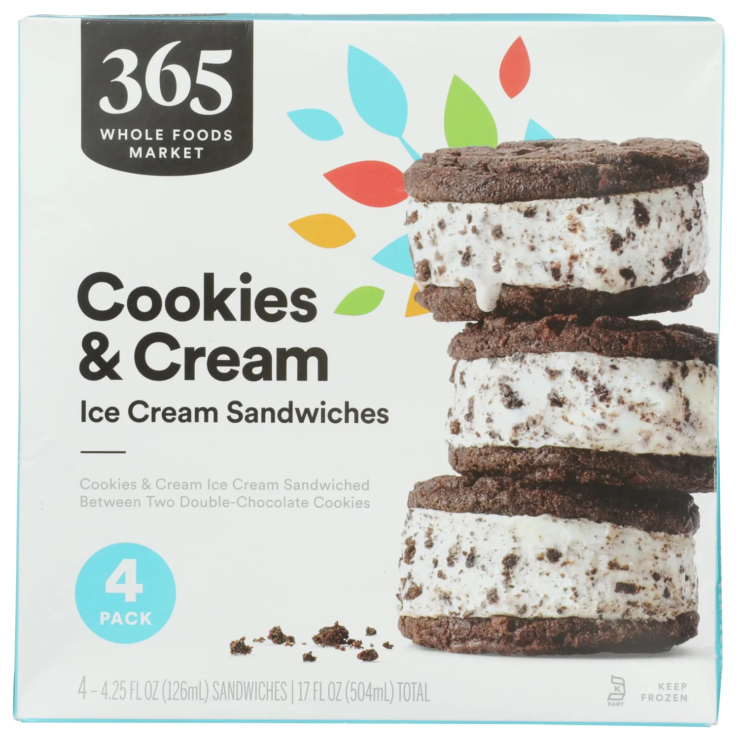 365 by Whole Foods Market Cookies & Cream Ice Cream Sandwiches, 17 FZ