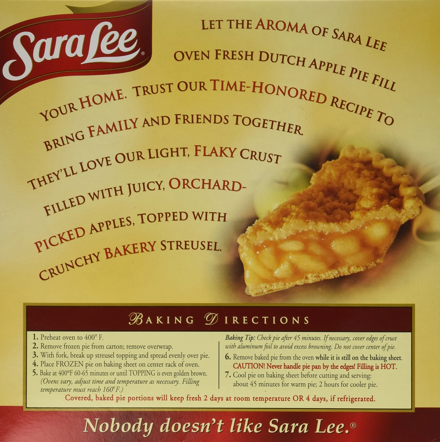 Sara Lee, Oven Fresh Dutch Apple Pie, 34 oz (Frozen)