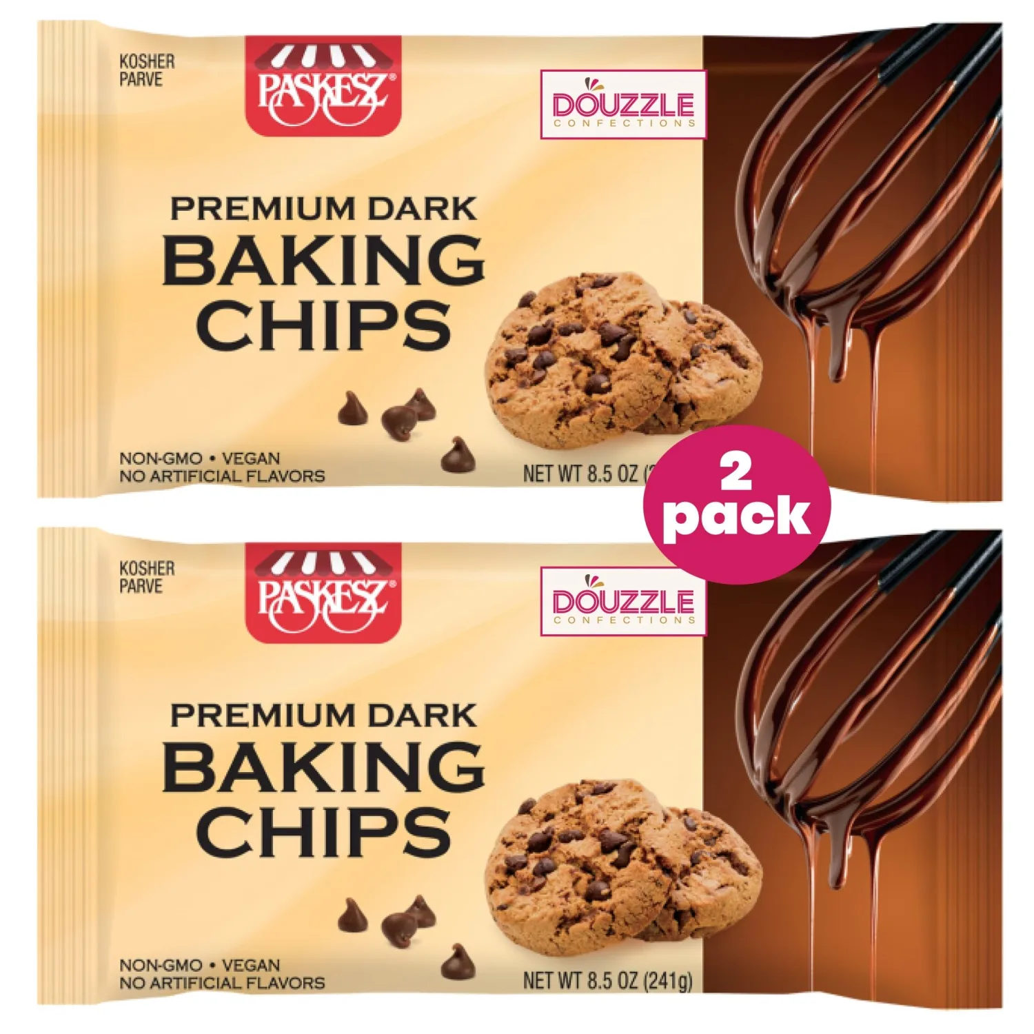 DOUzzle Premium Baking Chips For Cookies, Cakes, Cupcakes (8.5 OZ, Pack of 1) NON-GMO, Vegan, No Artificial Flavors Kosher Parve