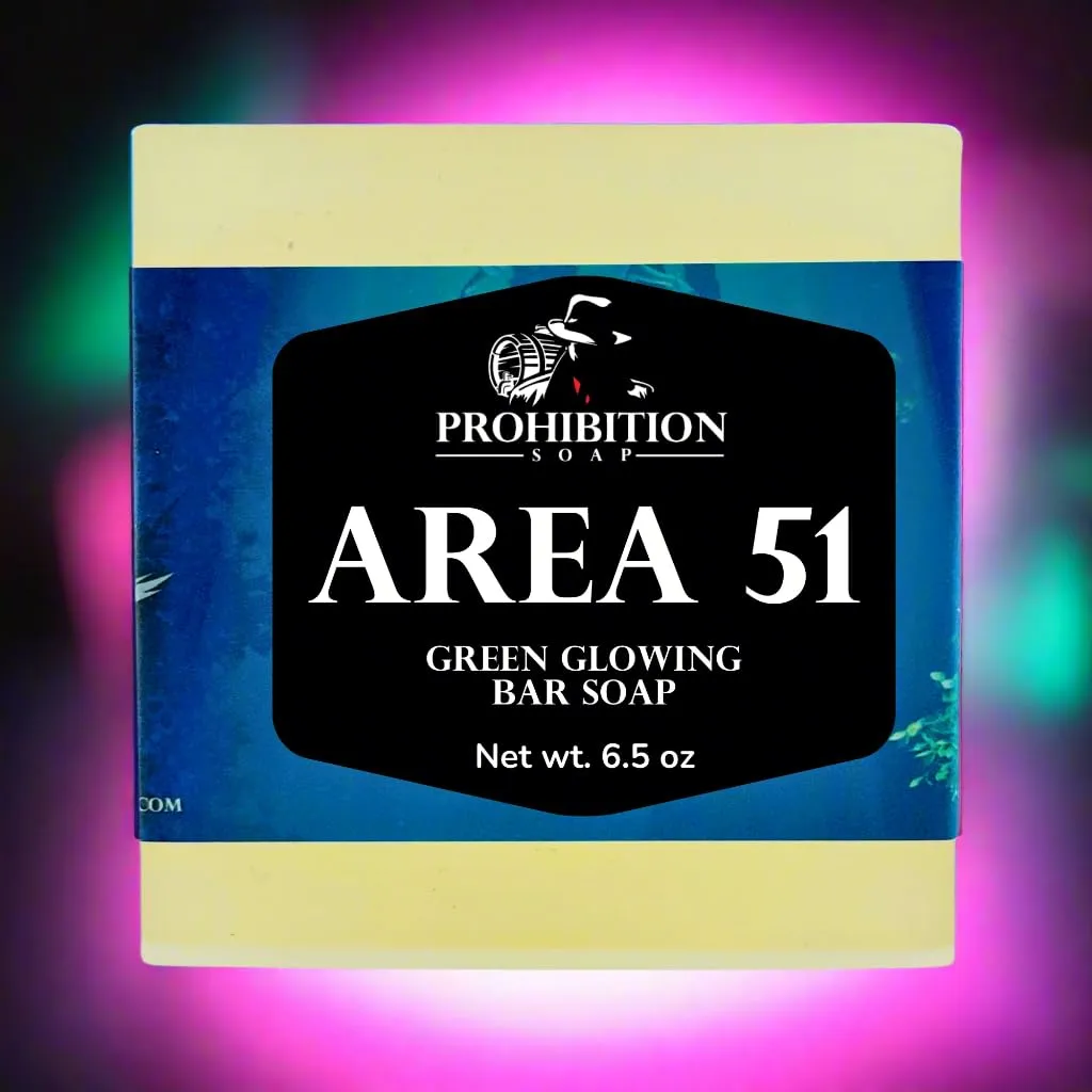 Prohibition Soap Area 51 Glow in the Dark Bar Soap | Green | 6.5 Oz