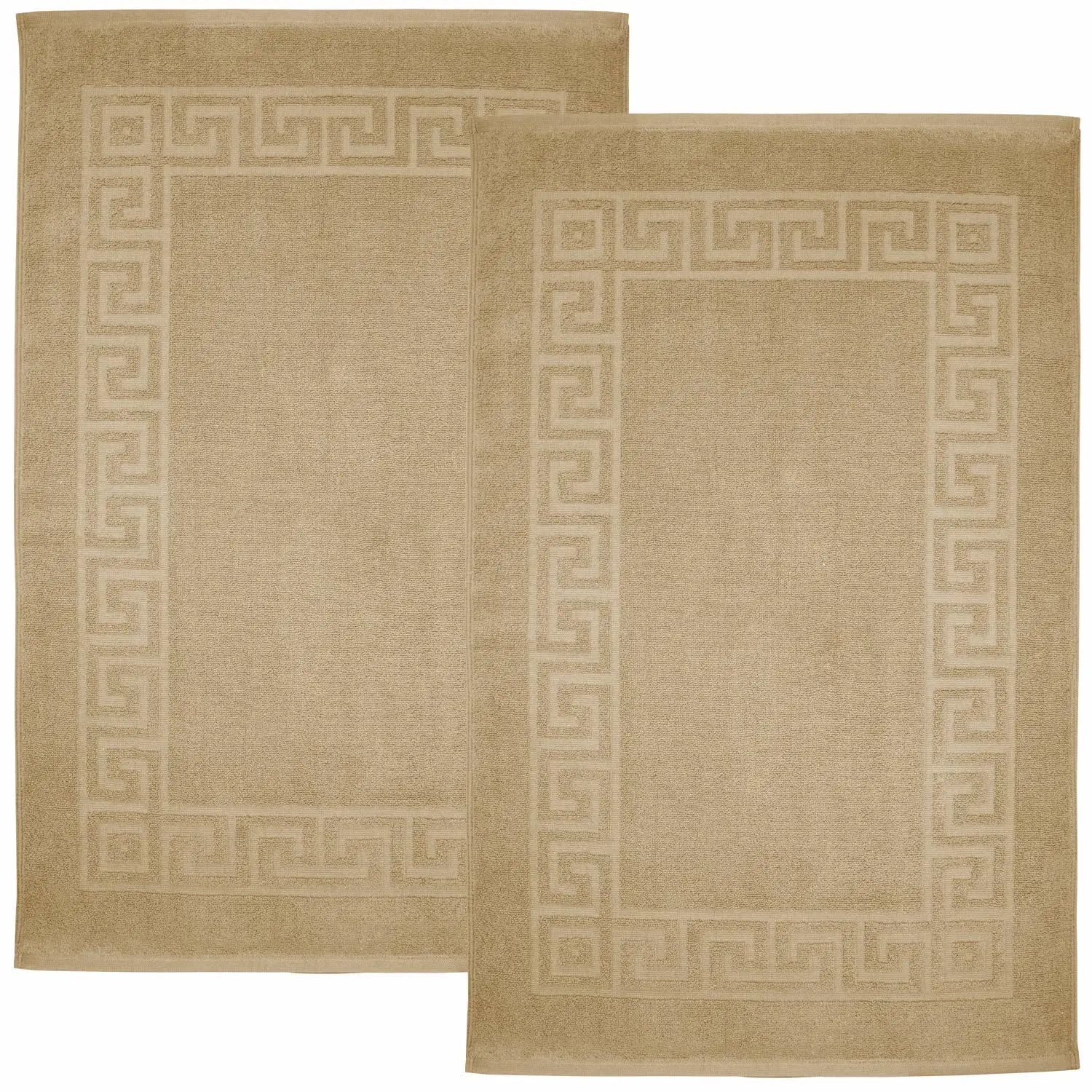 DAN RIVER Greek Cotton Bath Mats Set of 2 – Not a Bathroom Rug, Ultra Soft, Highly Absorbent & Machine Washable Bath Mat Towel for Bathroom Floor Mat – Durable, Quick-Dry, 20x32 Inches, Tan