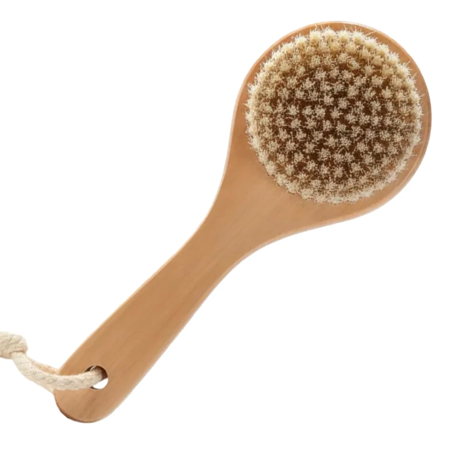 Natural Boar Bristle Body Brush – Lotus Wood Bath Brush for Dry Brushing & Exfoliation – Short Handle Shower Brush to Improve Circulation & Lymphatic Drainage